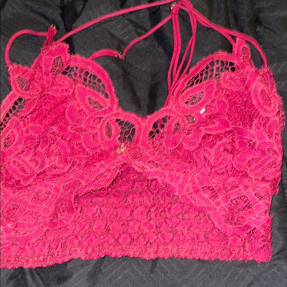 Free People Lace Bralette in Vibrant Pink